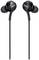 Black wired in-ear headphones by AKG with a sleek design. They feature round ear tips and an integrated cable.