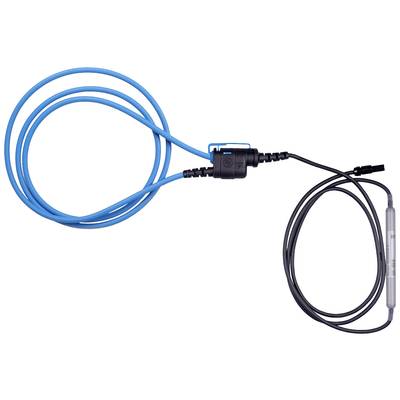 Blue and black cables with an electrode sensor for water quality. Device for monitoring and analysing industrial liquids.