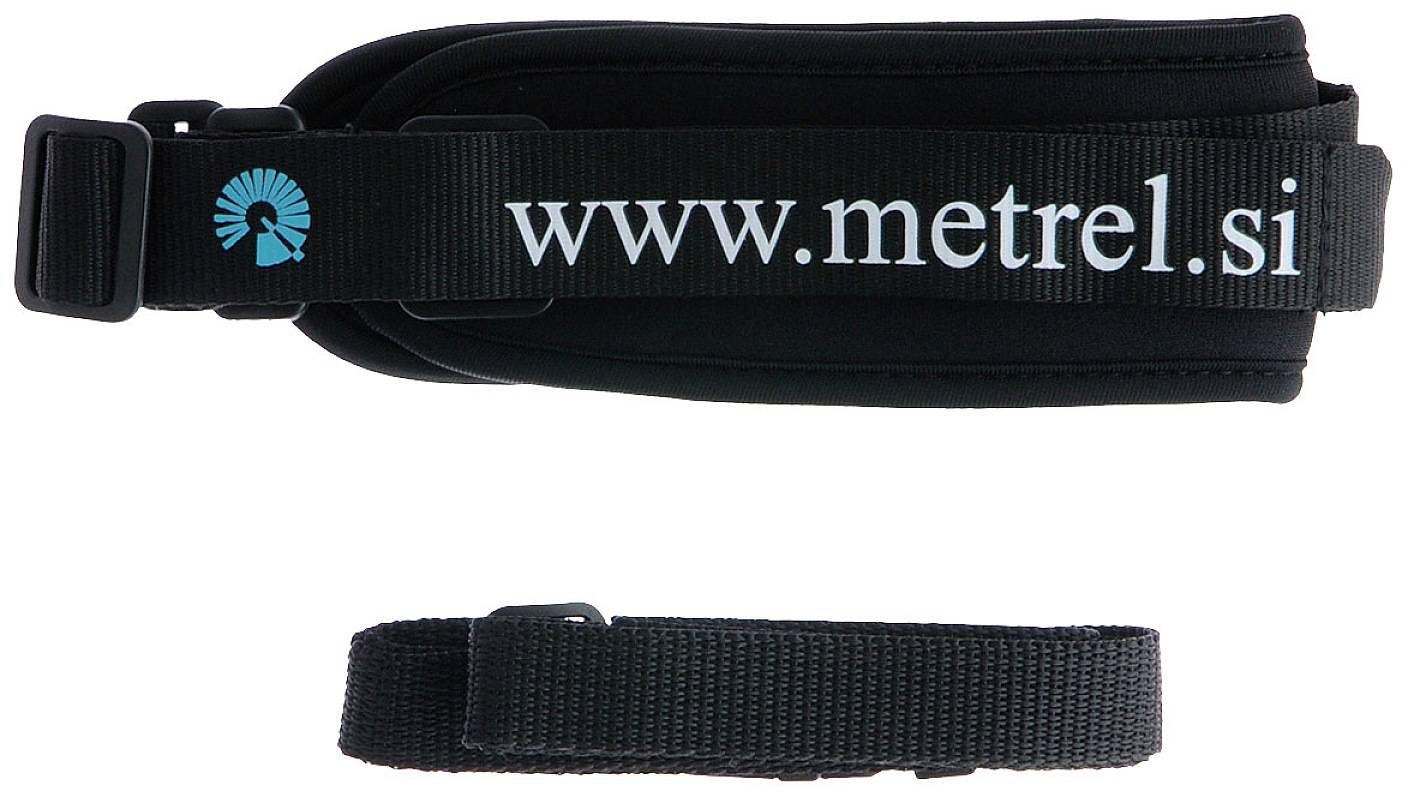 Black belt with blue Metrel logo and website address 'www.metrel.si'.