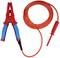 Red test lead cable with crocodile clip on the left and test probe on the right. Suitable for electrical tests and measurements.