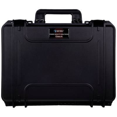 Black suitcase with handle, marked with 'Metrel Power Quality Analyser Class A' on a label in the centre.