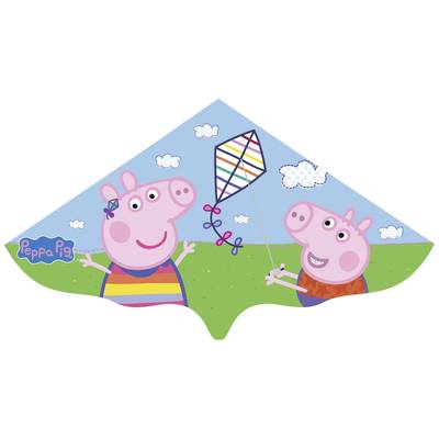 Two animated pigs with a dragon in a green meadow and blue sky. Peppa Pig logo on the left.