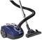 Blue floor vacuum cleaner with silver telescopic tube and black floor nozzle.
