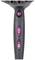 Black hairdryer with purple buttons to control air flow and temperature.