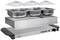 A silver heat system with three stainless steel containers and lids, with the 'Hollandia' logo on a black switch.