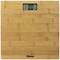 Digital Wooden Bathroom Scale with Display Reading '0.0 kg'. Brand name displayed below.
