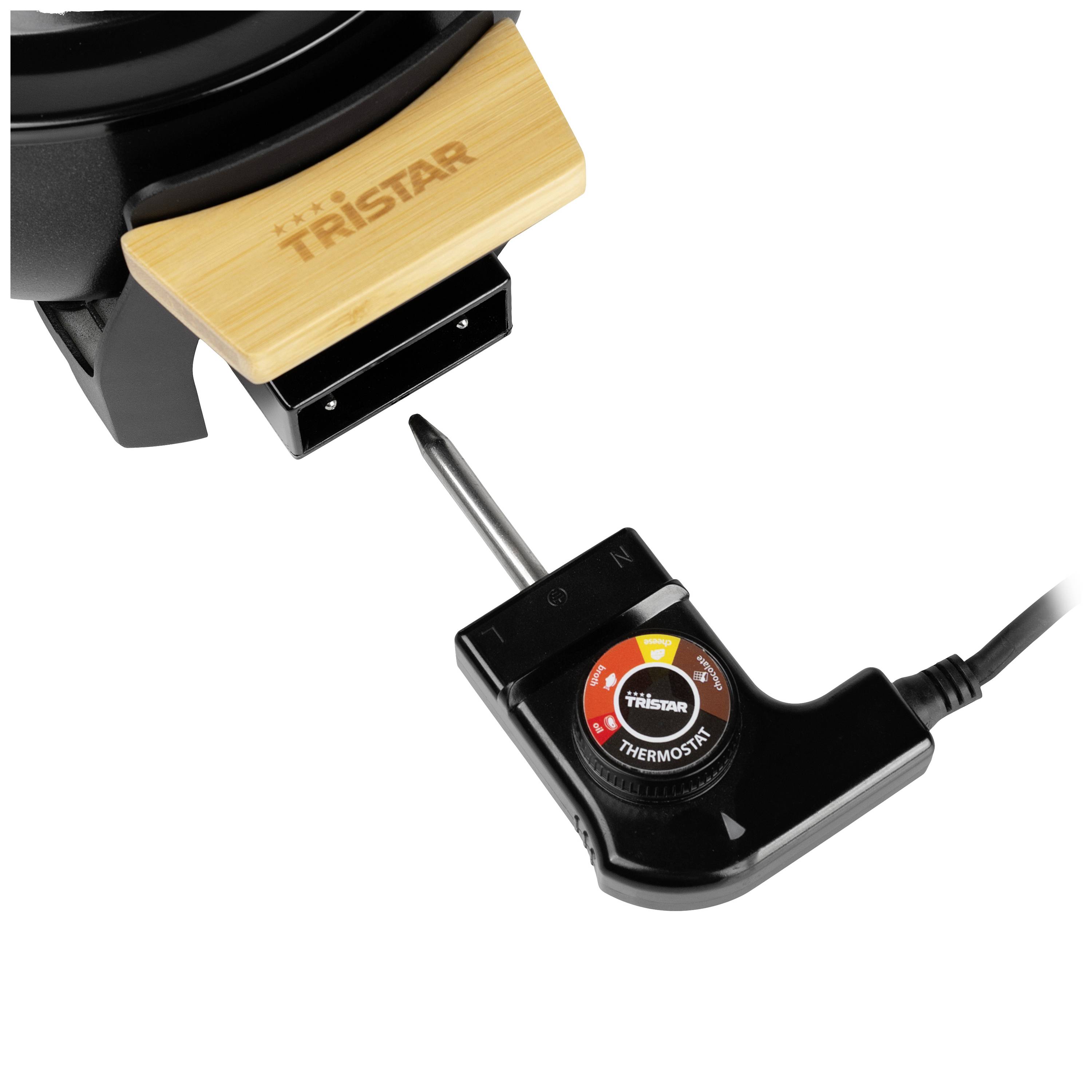 'Electric plug with thermostat rotary control' by Tristar. Switch mark for on/off position visible.