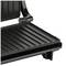 Open contact grill with ridged grilling surface, suitable for grilling meat, vegetables or sandwiches.