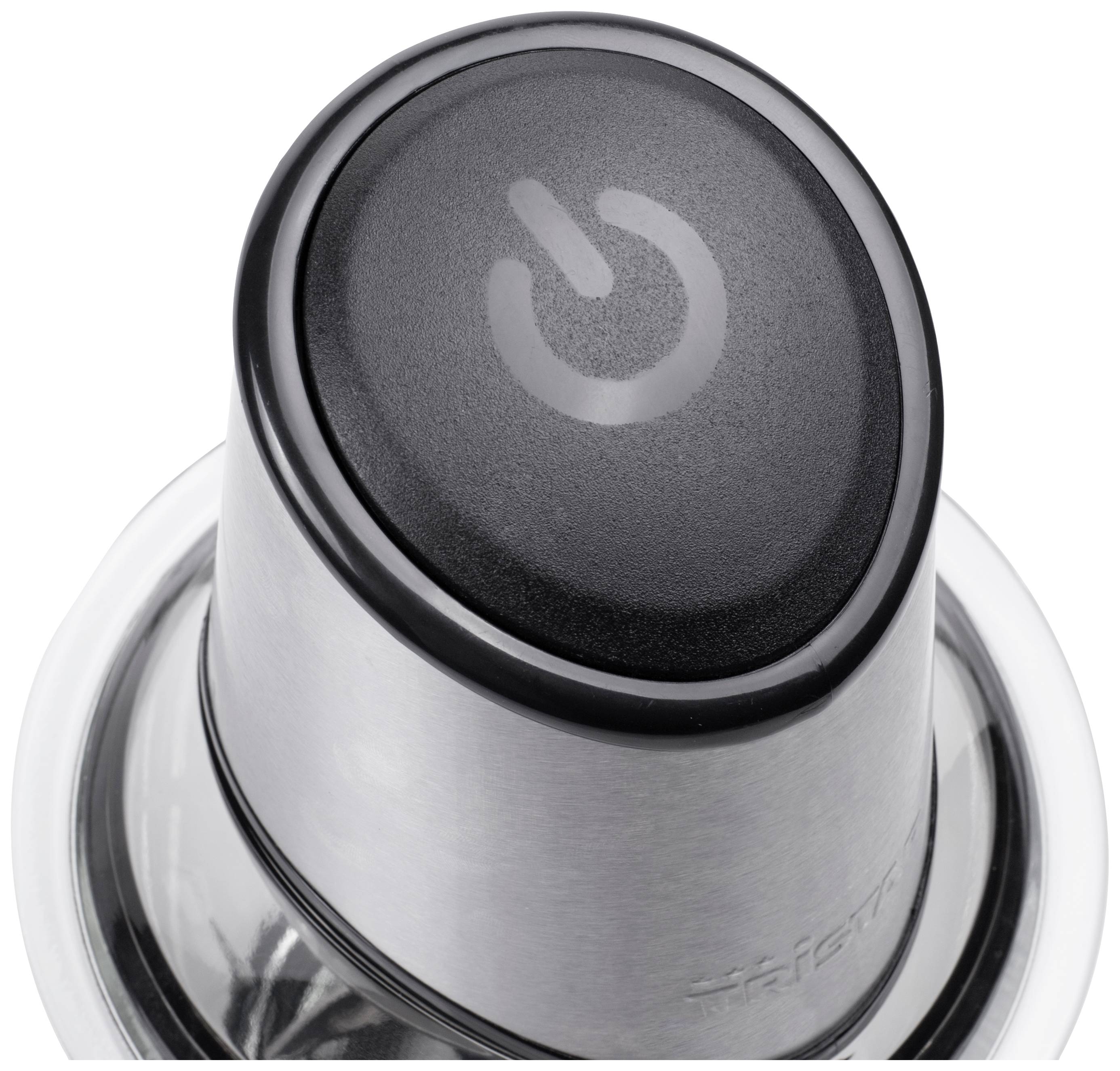 Button of a kitchen appliance with an on/off switch symbol, which is ergonomically designed.