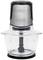 Silver and black mini chopper with glass container used for chopping small quantities of food.
