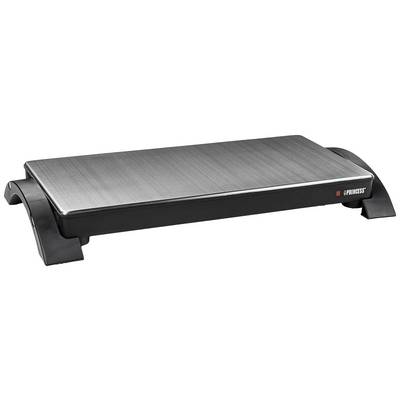 A black fitness stepper with a robust metal surface.