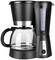 Black electric coffee machine with glass carafe and water level indicator. Suitable for brewing filter coffee.