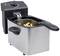 Stainless steel deep fat fryer with removable heating element. A basket of chips is visible inside. Ideal for deep frying.