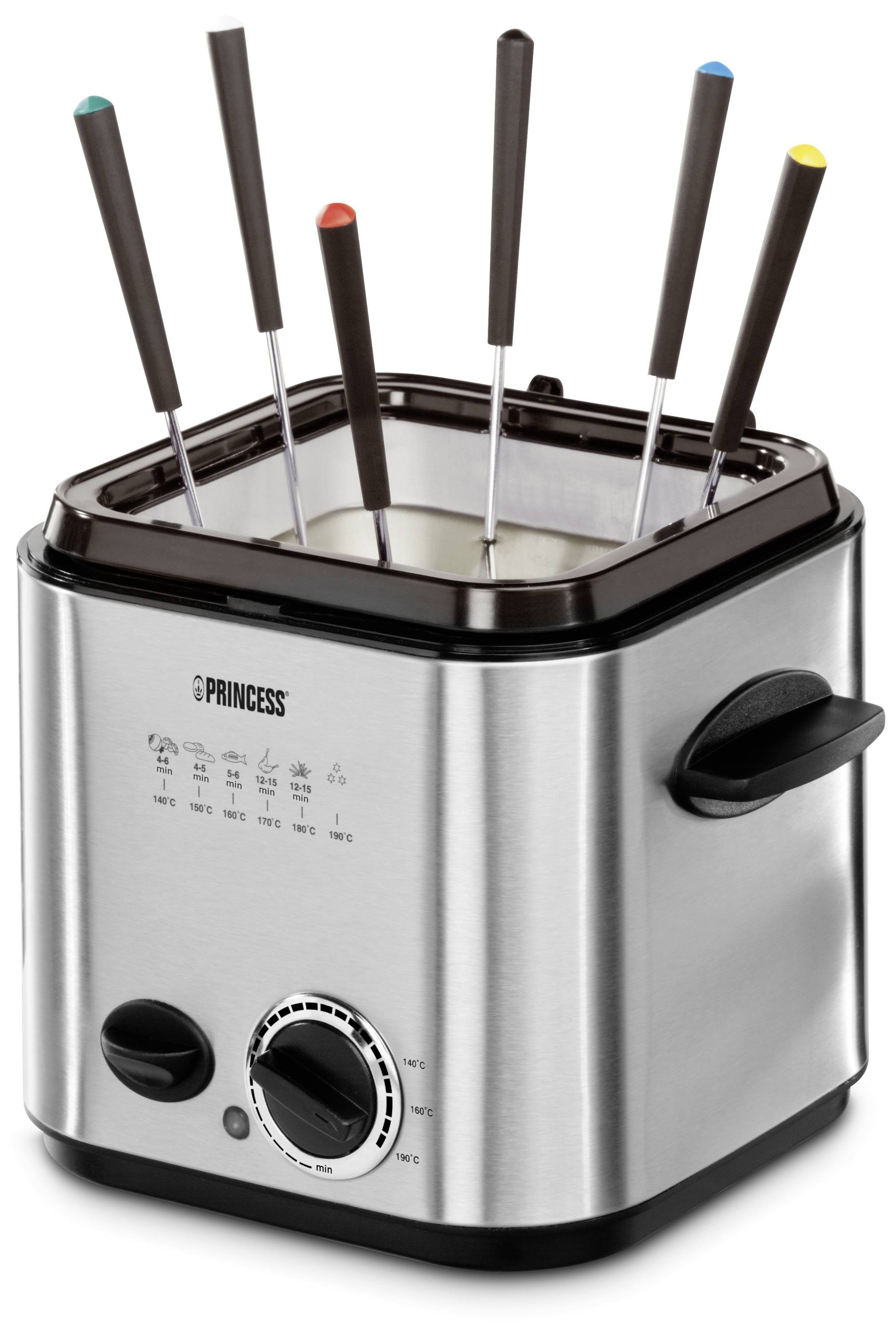 Image of Princess 182611 Deep fryer 1.2 l 840 W 6 fondue forks Stainless steel (brushed)