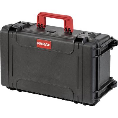 A black, sturdy transport case with a red handle and red 'PARAT' logo on the front.
