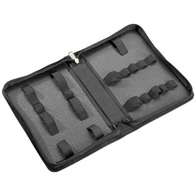A black, empty zippered case with elastic loops for storing tools or accessories.