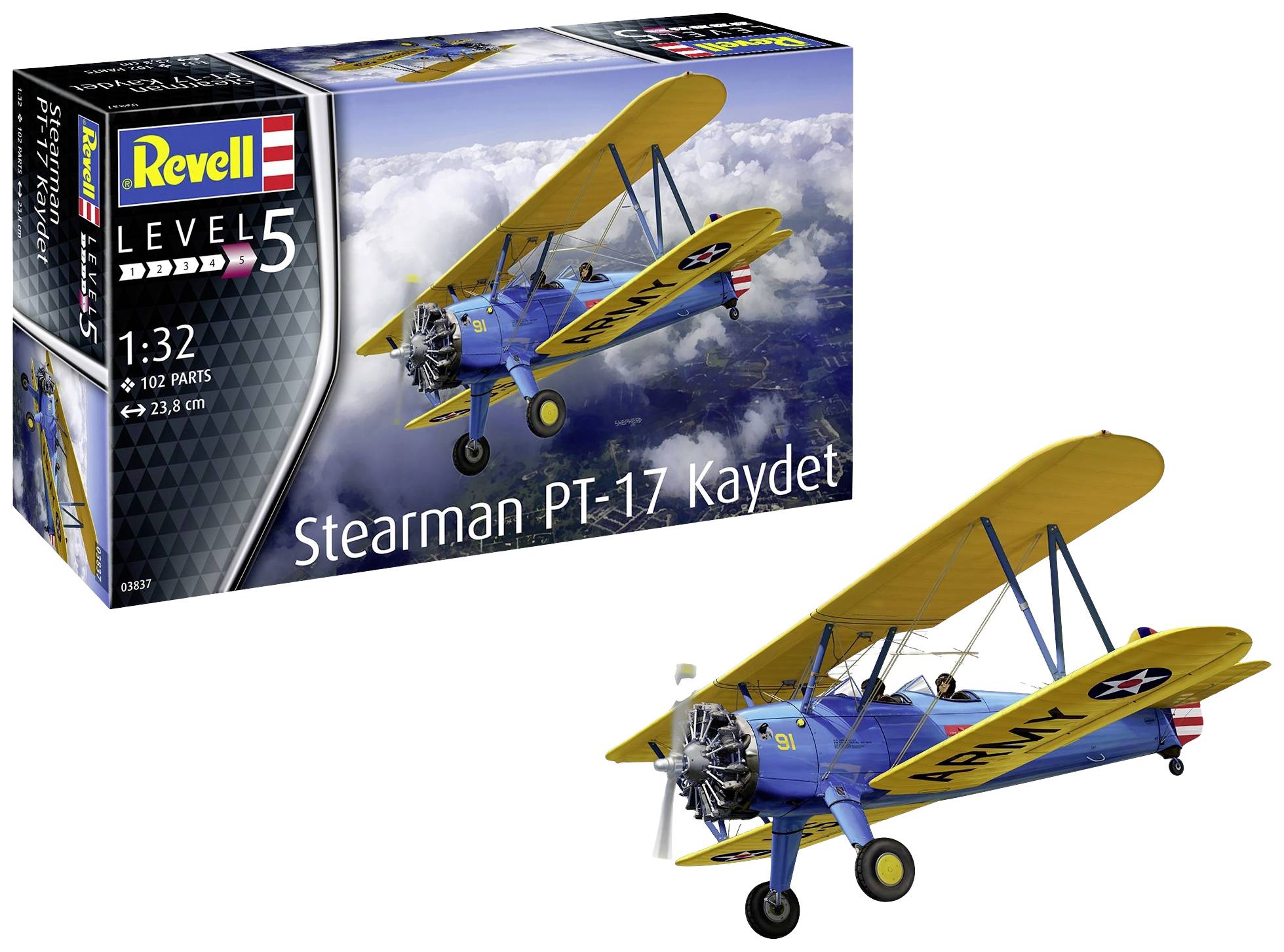 Image of Revell 03837 Stearman PT-17 Kaydet Model aircraft assembly kit 1:32