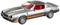 Silver toy car with red stripes and red seats. The design is reminiscent of a classic muscle car from the 1970s.