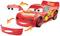 A red toy car with number 95, with detachable parts such as eyes and mouth that can be removed for interactive play.