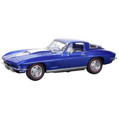 Blue vintage sports car in side profile. Car with classic lines, distinctive wheel trims and smooth paintwork.