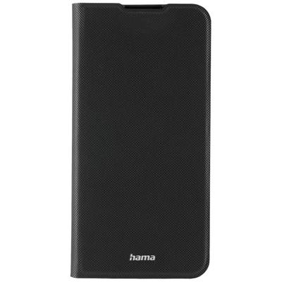 Black smartphone case by Hama, closed, with a textured surface pattern and a discreet Hama logo at the bottom edge.