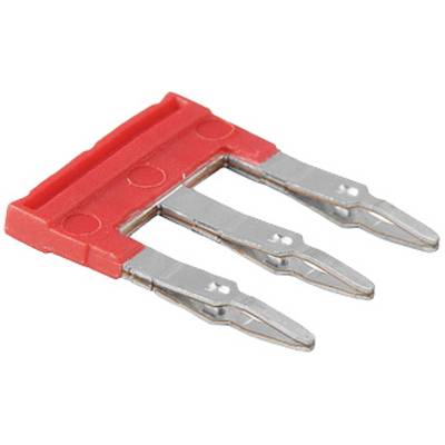 A red plastic handle with three protruding metal pins.