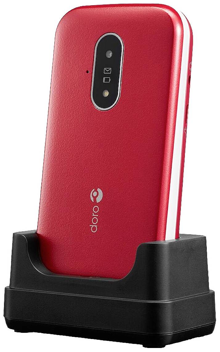 doro 6820 Big button flip top mobile phone Charging station Red-6