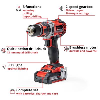 Buy Einhell Professional TP-CD 18/50 Li-i BL (2x2,0Ah) 2-speed