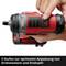 A red cordless impact driver is being held with one hand. Text below: '3 steps to optimally adjust torque and speed'.