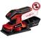 A red and black Einhell sander, part of the 'Power X-Change' series, with a dust bag, suitable for sanding work.