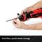 Electric saw with interchangeable blade held in a person's hand. Text below: 'Tool-free and rapid blade replacement'.