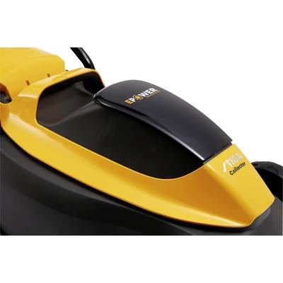 A yellow and black lawnmower with 'STIGA Collector' written on the top surface.