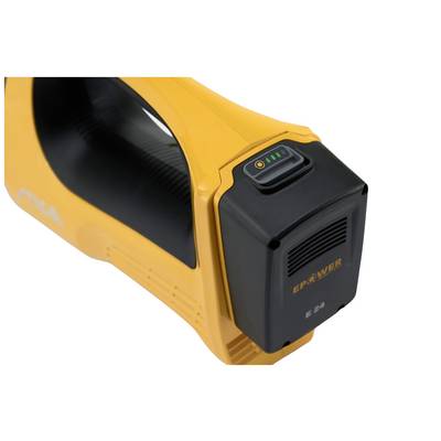 Yellow electrical device with a black handle. Indicator lights and 'EPower' logo on the battery unit.