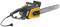 A Stiga electric chainsaw, with a black and yellow casing. The device is fitted with a power cord.
