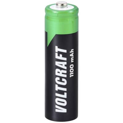 Black battery with green head and the inscription 'VOLTCRAFT 1100 mAh'.