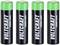 Four black batteries with green tops, Voltcraft brand, capacity 2500 mWh.
