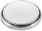Silver button cell battery with a structured pattern on the top surface, typically used in small electronic devices.
