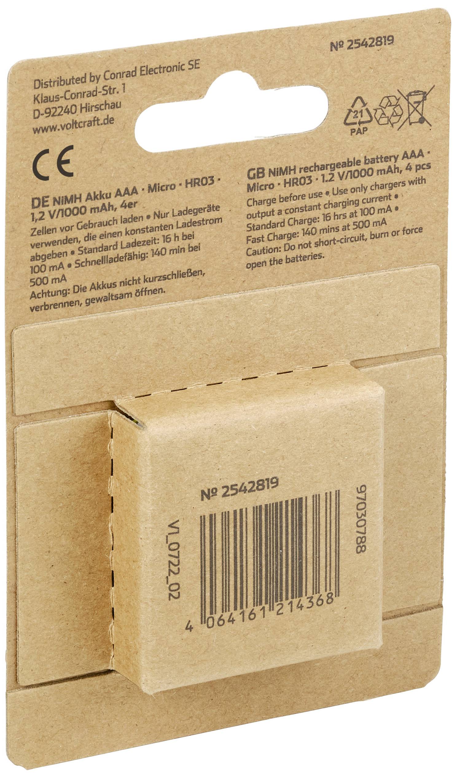 'Back of a packaging for AAA batteries, showing technical details, manufacturer information, and barcode.'