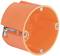 Orange flush-mounting back box with threaded holes, used for installing sockets or switches in the wall.