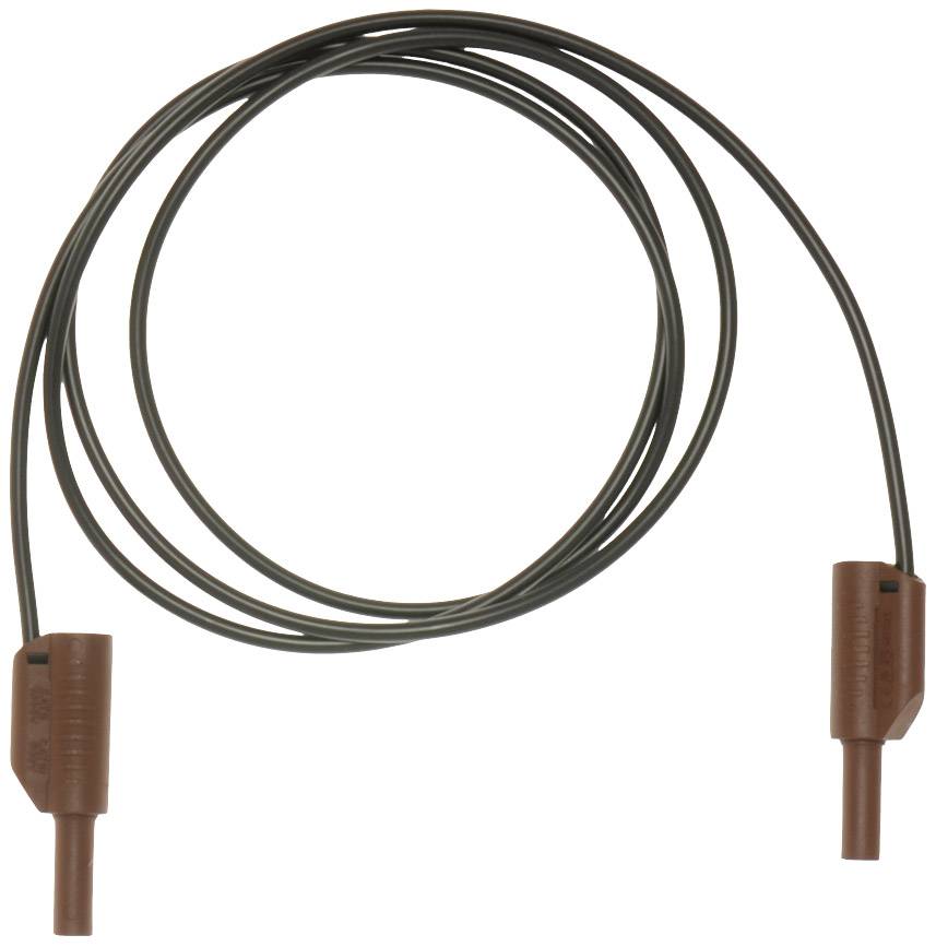 The image shows a long, brown electrical cable with two connectors at its ends, likely for technical or electronic accessories.