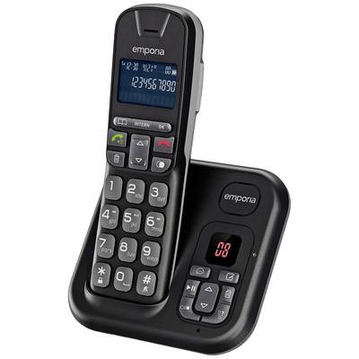 Emporia TH-21AB DECT Cordless analogue  Answerphone, Hands-free, Hearing aid compatibility, base Black