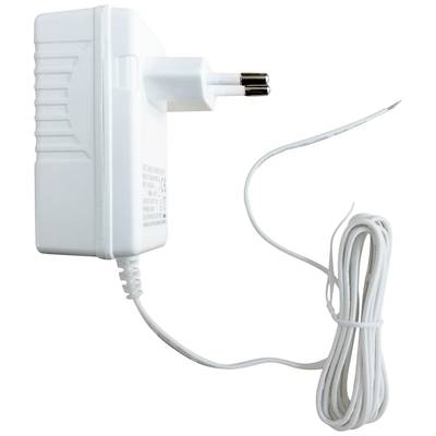 White power supply with European plug and long cable, suitable for charging electronic devices.