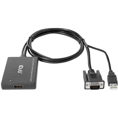 club3D CAC-1720 HDMI / USB / VGA Adapter [2x VGA plug, USB plug - 1x HDMI socket] Black High Speed HDMI, incl. USB, scre