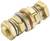 Brass cable gland with rubber seal, nuts and washers. Used for sealing and securing cables.