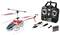 Toy Helicopter Set: Red and white helicopter with shark design, remote control, USB cable, screwdriver and four batteries.