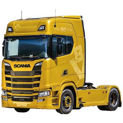 Yellow Scania lorry from 1969, with anniversary lettering '50 Years'. No trailer, driver or surroundings visible.
