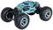 Remote-controlled car in blue and black with large tyres and robust design. It is suitable for off-road driving.
