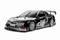 Black model car with inscriptions and logos, including 'Bosch' and 'Opel'. Racing style with prominent rear spoiler.