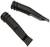 Two black mouthpieces for wind instruments, shown from different perspectives. They are manufactured from plastic.