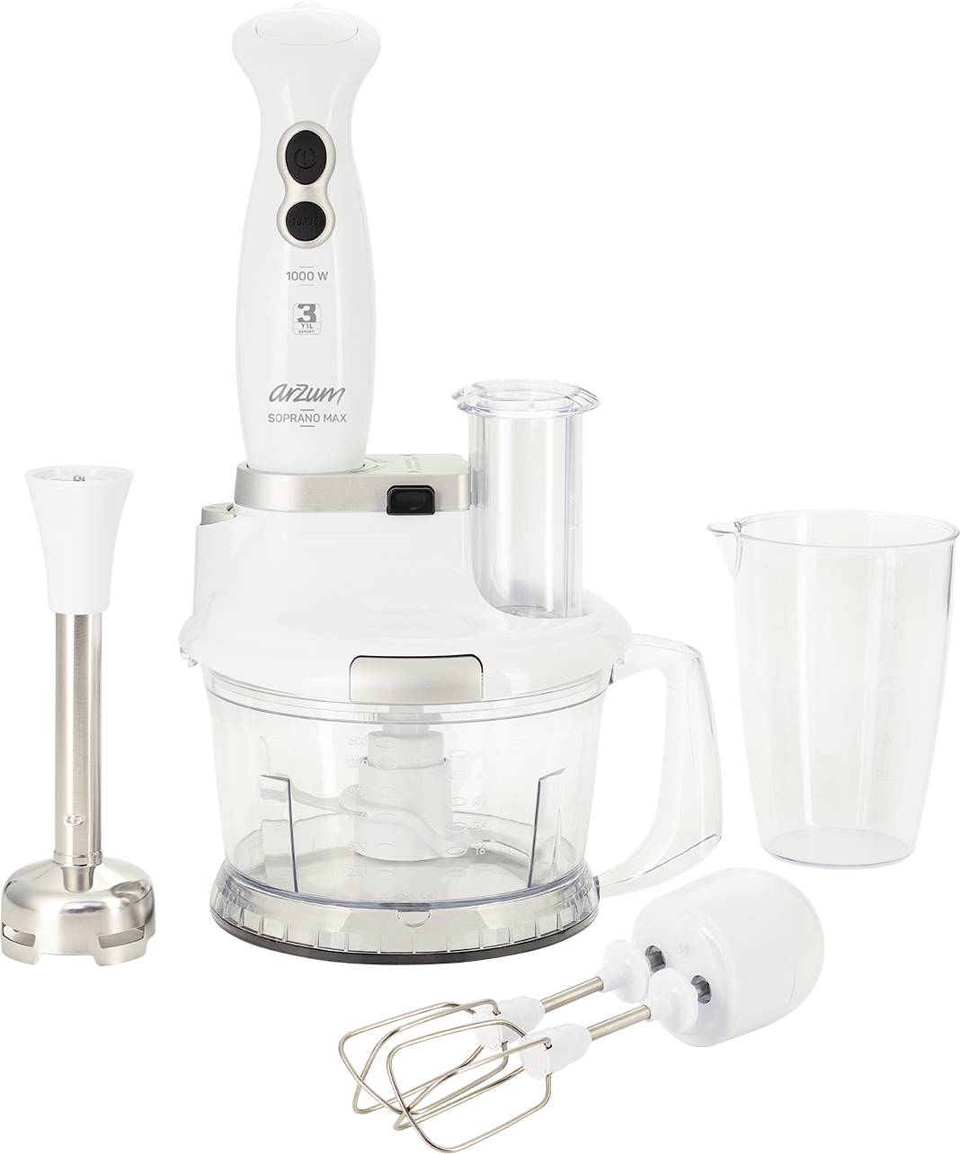 Image of arzum AR1004 Hand-held blender 1000 W Turbo function, Multifunction White